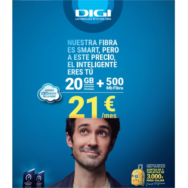 Contratación Fibra DIGI (Gratis cheque regalo Amazon 10€)